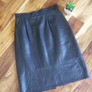 Vintage Black Leather Pencil Skirt